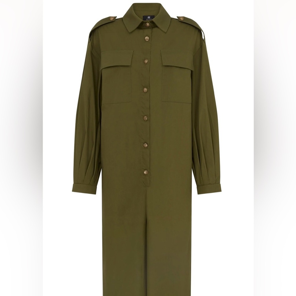 Ada & Edith Olive Green Button-Up Biafra Jumpsuit